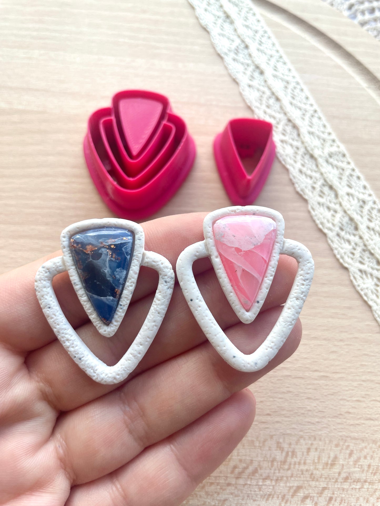 Bezel earring clay cutter, Faux stone clay cutter set