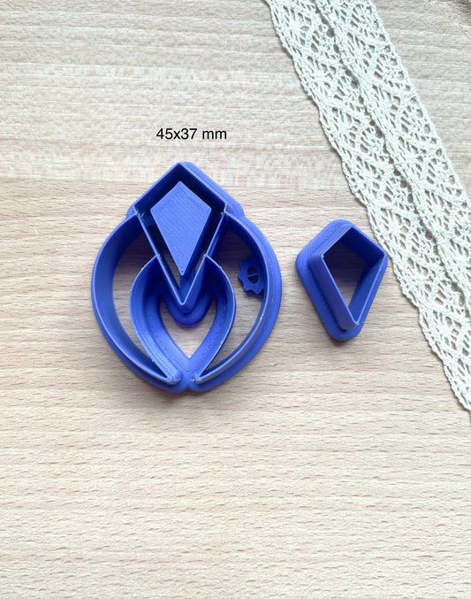 Bezel earring clay cutter, Faux stone clay cutter set