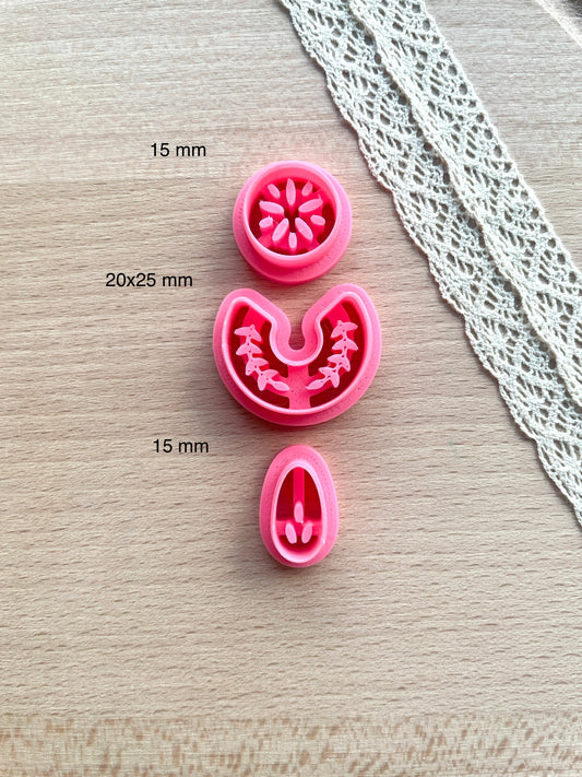 Ceramic Azulejo style earring clay cutter, Faux ceramic polymer clay cutter set