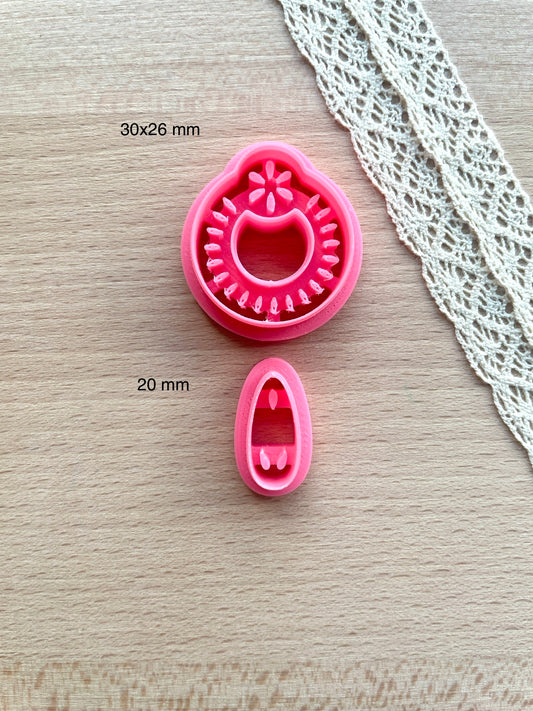 Ceramic Azulejo style earring clay cutter, Faux ceramic polymer clay cutter set