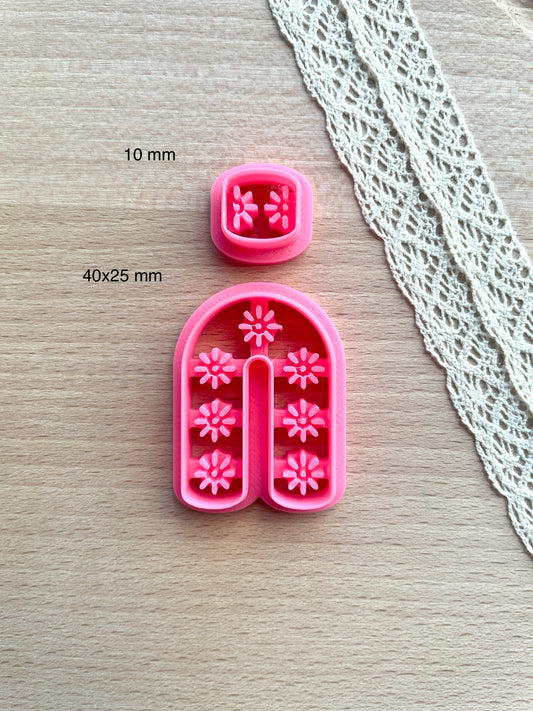 Ceramic Azulejo style earring clay cutter, Faux ceramic polymer clay cutter set