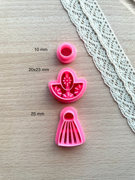 Ceramic Azulejo style earring clay cutter, Faux ceramic polymer clay cutter set