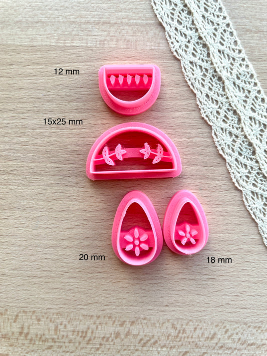 Ceramic Azulejo style earring clay cutter, Faux ceramic polymer clay cutter set