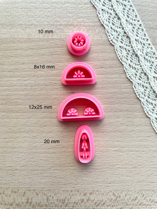 Ceramic Azulejo style earring clay cutter, Faux ceramic polymer clay cutter set