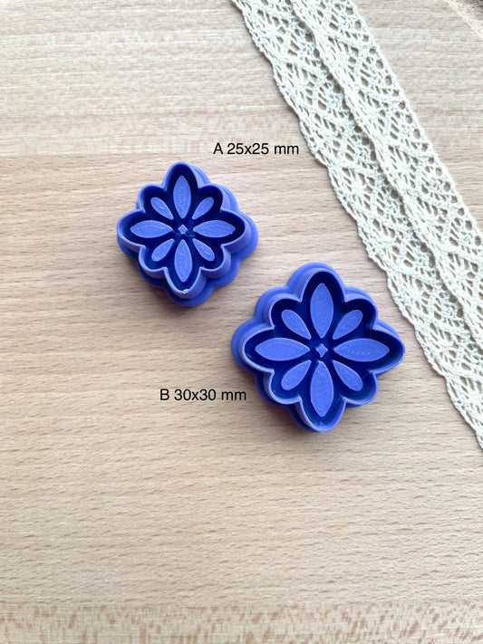 Moroccan tile style earring clay cutter, Faux ceramic polymer clay cutter set