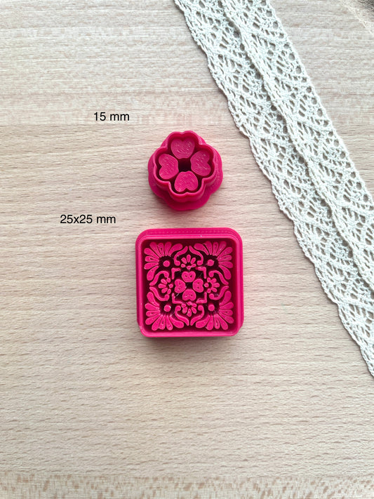 Moroccan tile style earring clay cutter, Faux ceramic polymer clay cutter set