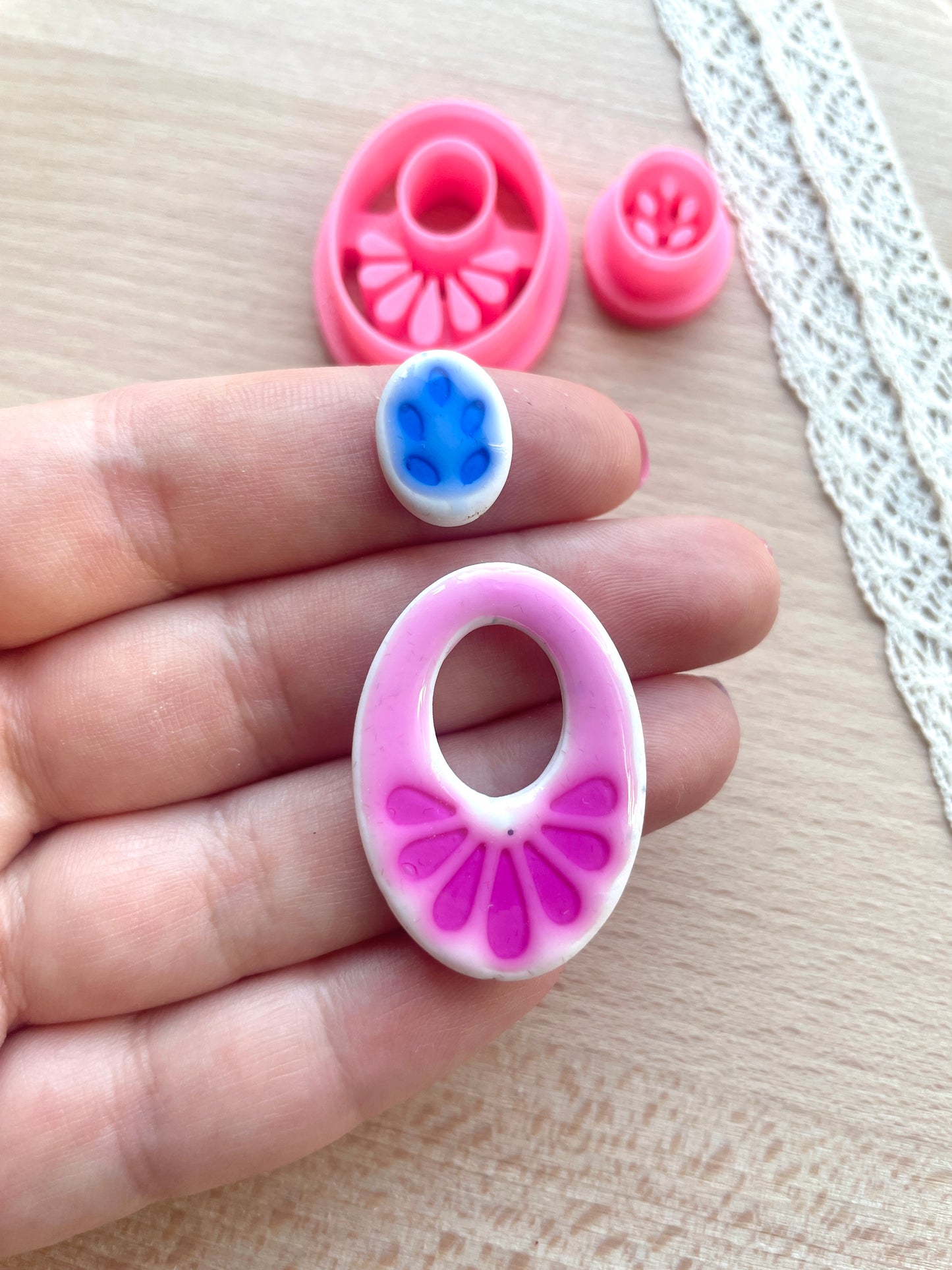 Ceramic Azulejo style earring clay cutter, Faux ceramic polymer clay cutter set