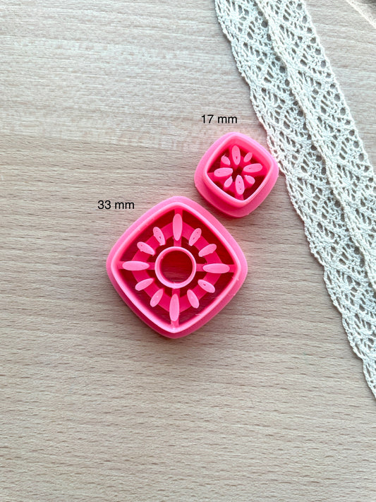 Ceramic Azulejo style earring clay cutter, Faux ceramic polymer clay cutter set