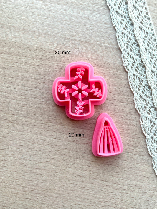 Ceramic Azulejo style earring clay cutter, Faux ceramic polymer clay cutter set