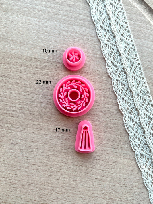 Ceramic Azulejo style earring clay cutter, Faux ceramic polymer clay cutter set