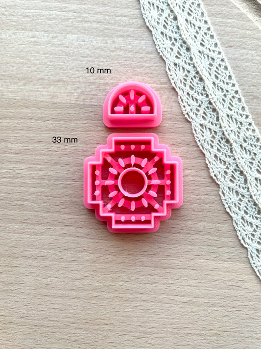 Ceramic Azulejo style earring clay cutter, Faux ceramic polymer clay cutter set