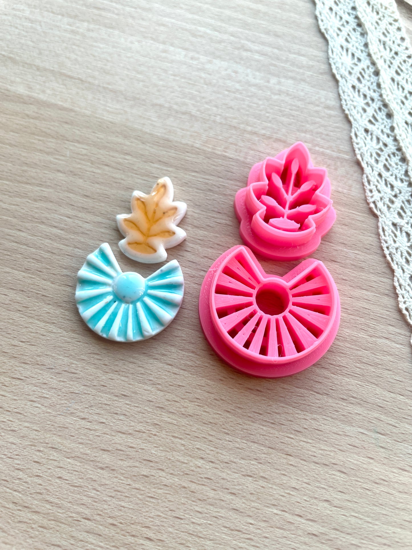 Ceramic Azulejo style earring clay cutter, Faux ceramic polymer clay cutter set