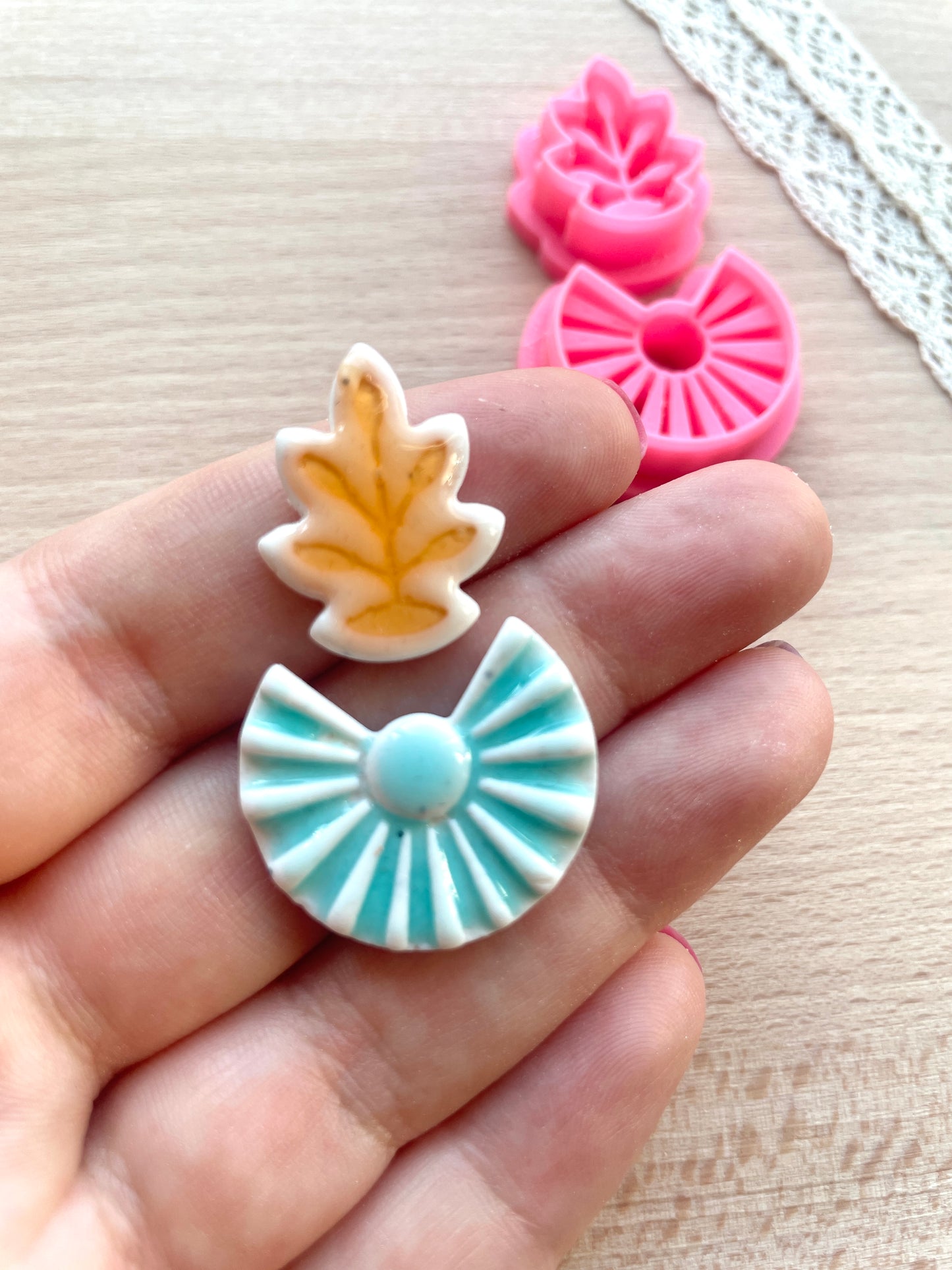 Ceramic Azulejo style earring clay cutter, Faux ceramic polymer clay cutter set
