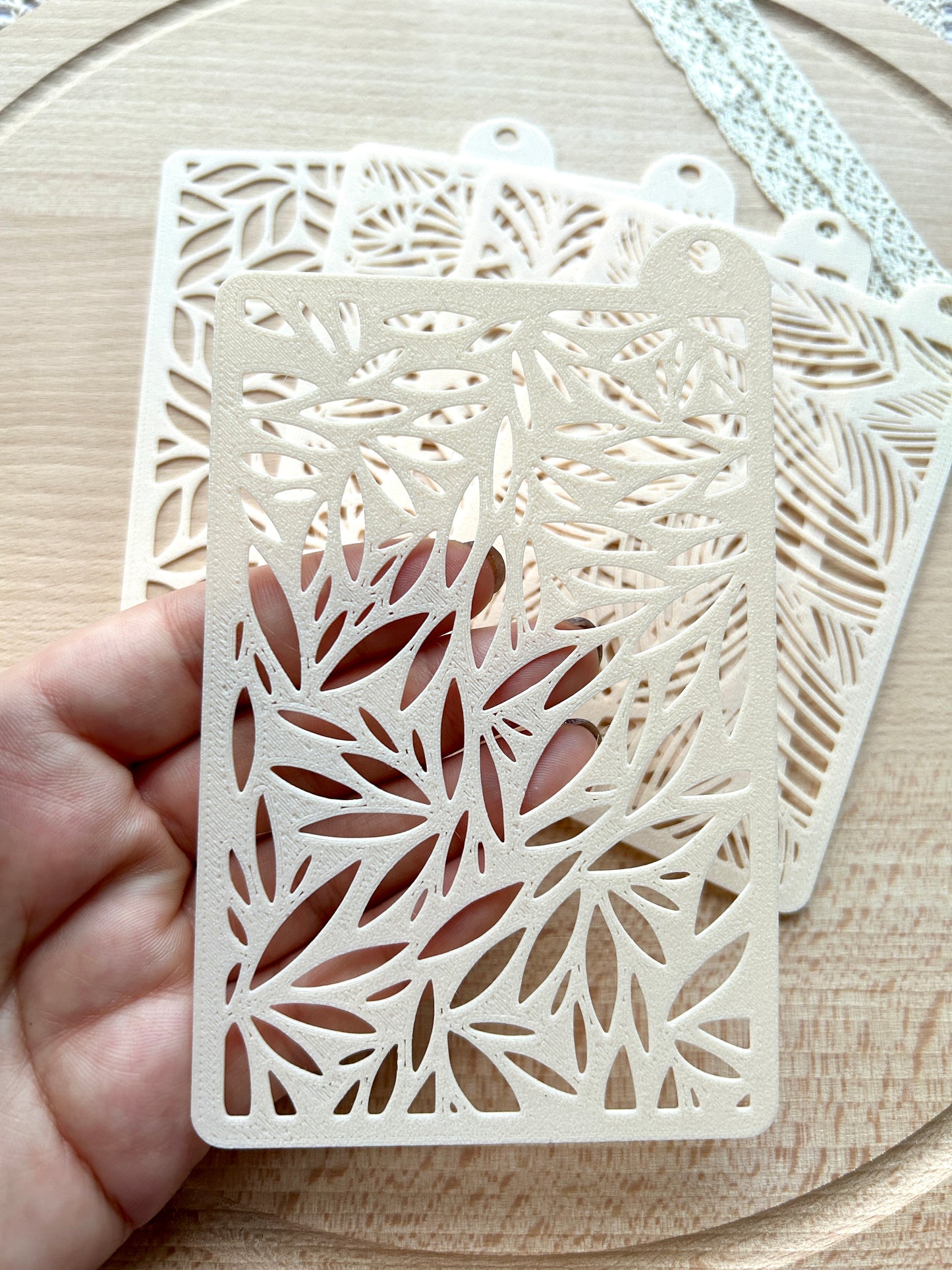 Texture stencils for polymer clay, Pattern stencil, Leaf pattern stencil