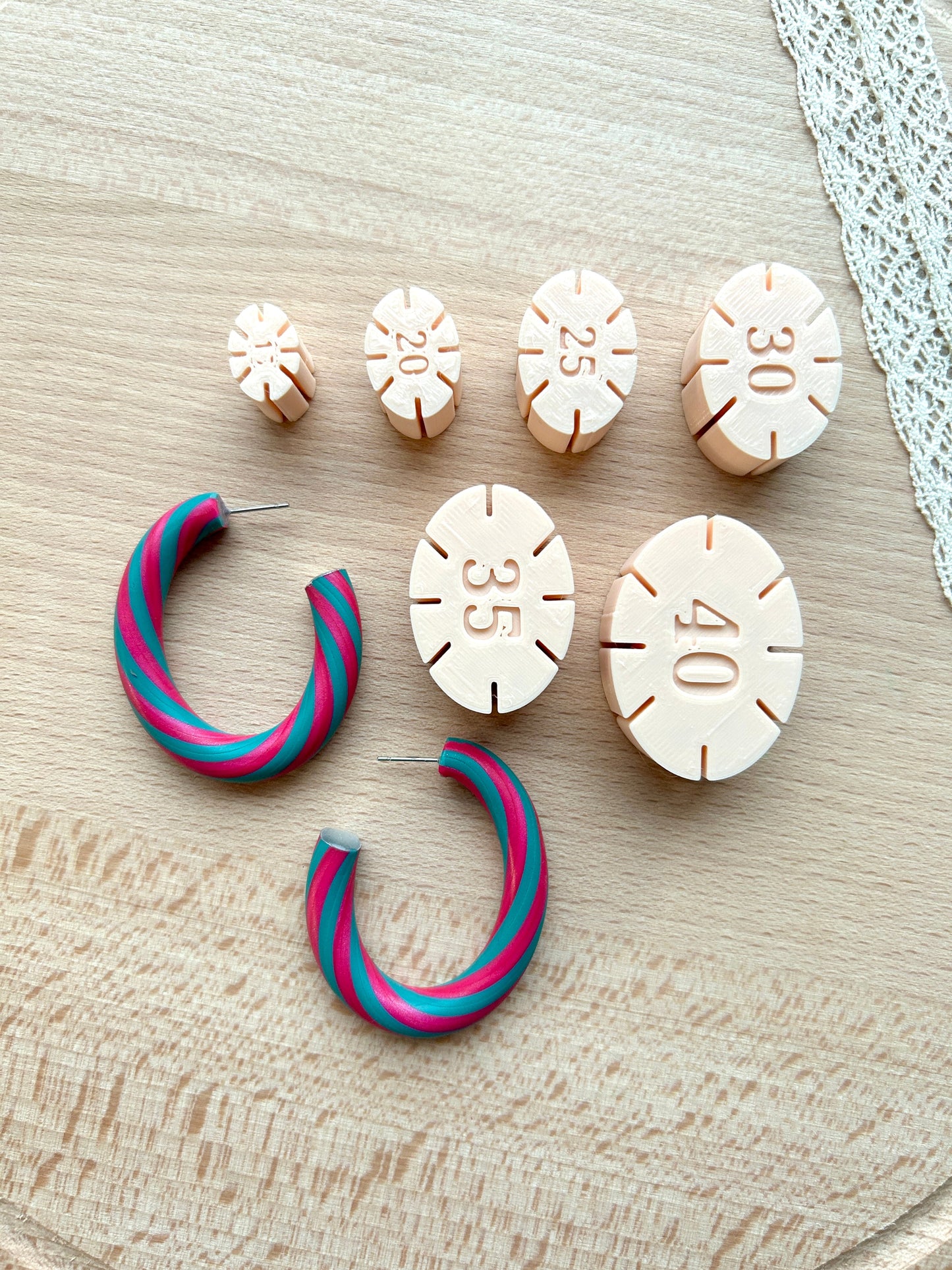 Oval hoop earring guides for polymer clay earrings