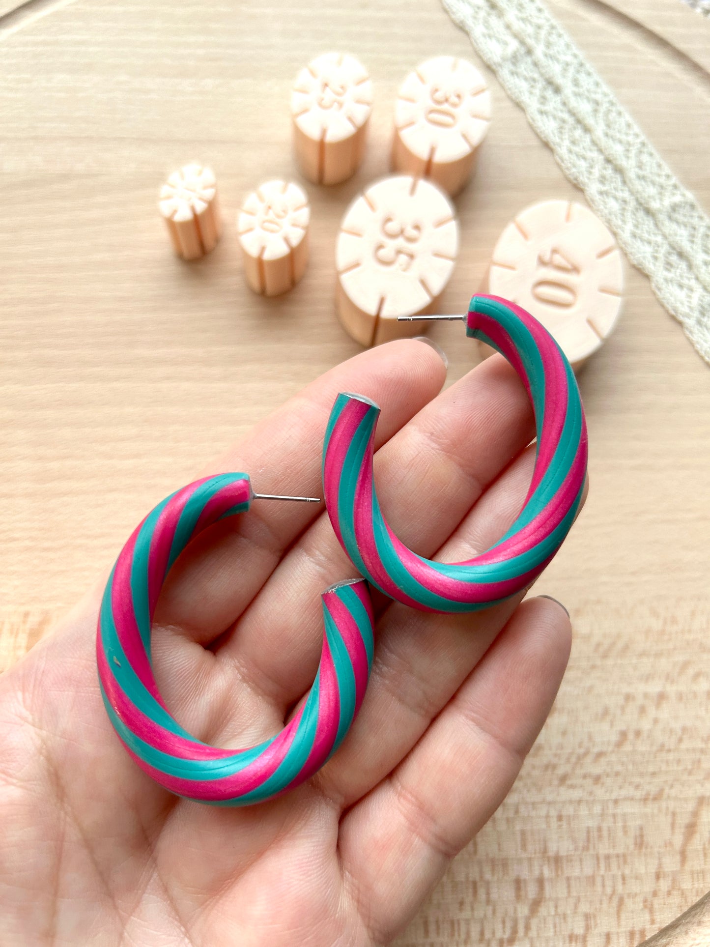 Oval hoop earring guides for polymer clay earrings