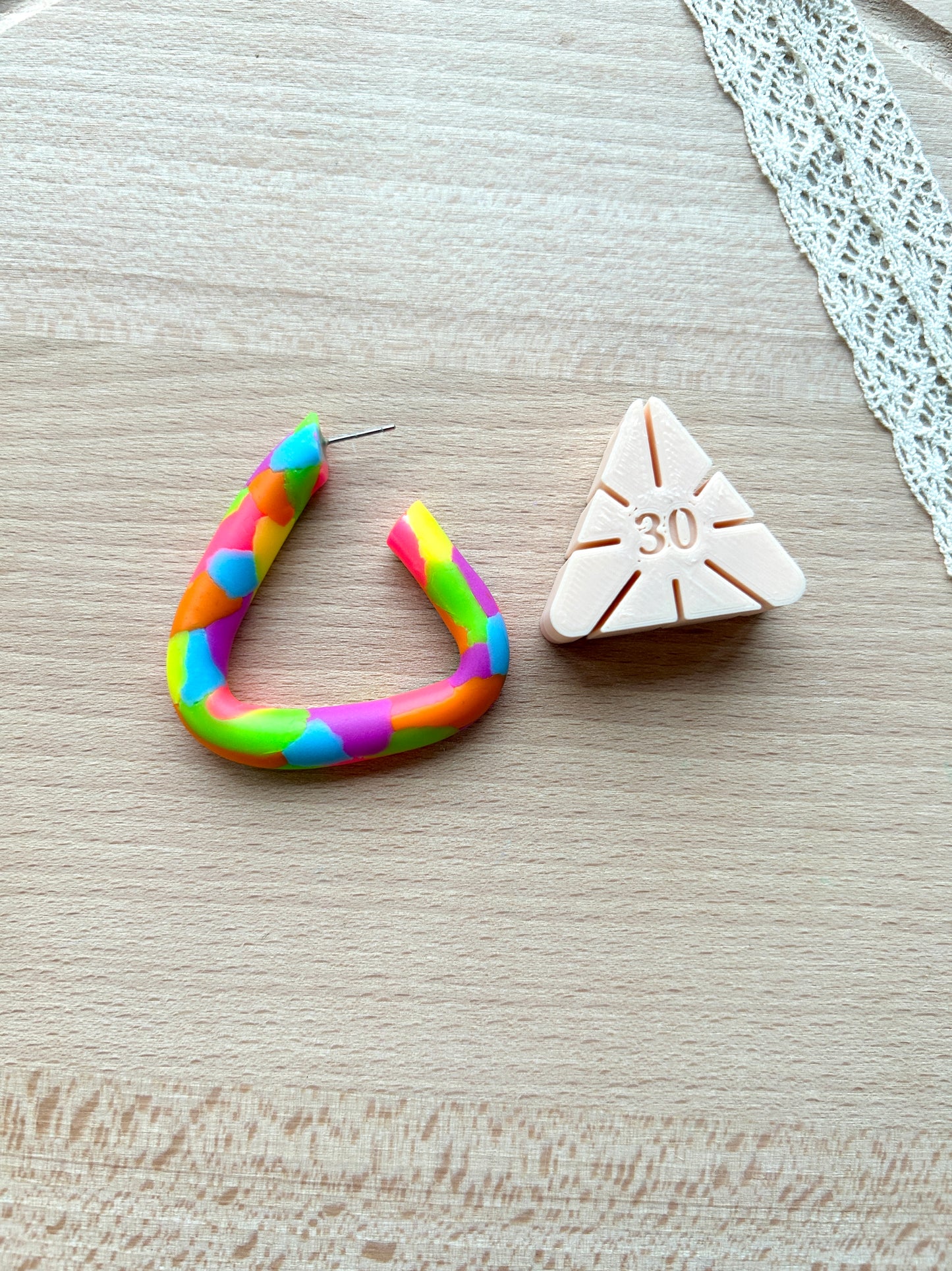 Triangular hoop earring guides for polymer clay earrings