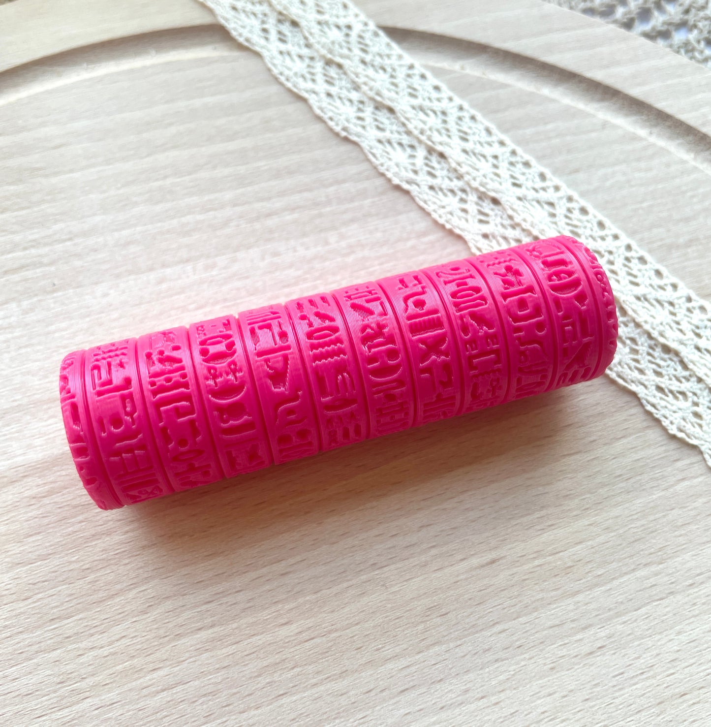 Egyptian hieroglyph texture roller, Pattern roller for polymer clay