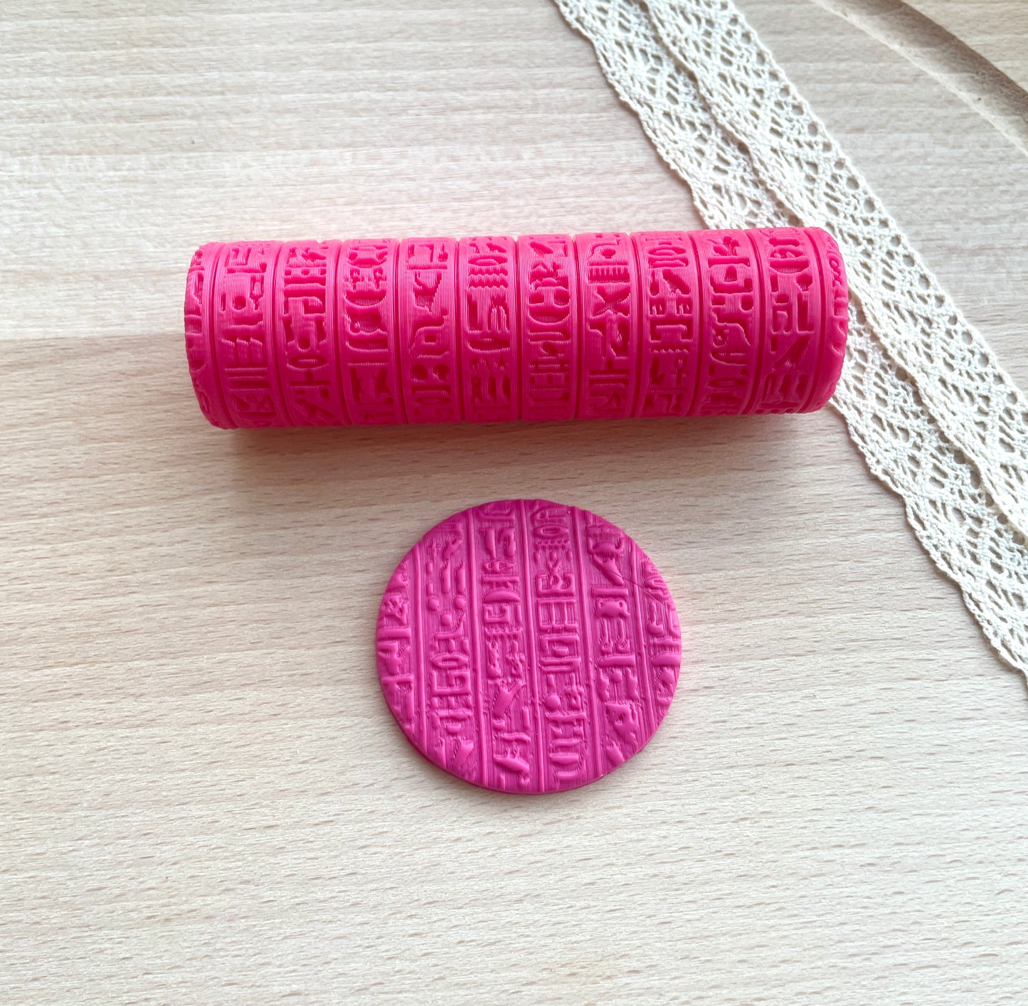 Egyptian hieroglyph texture roller, Pattern roller for polymer clay