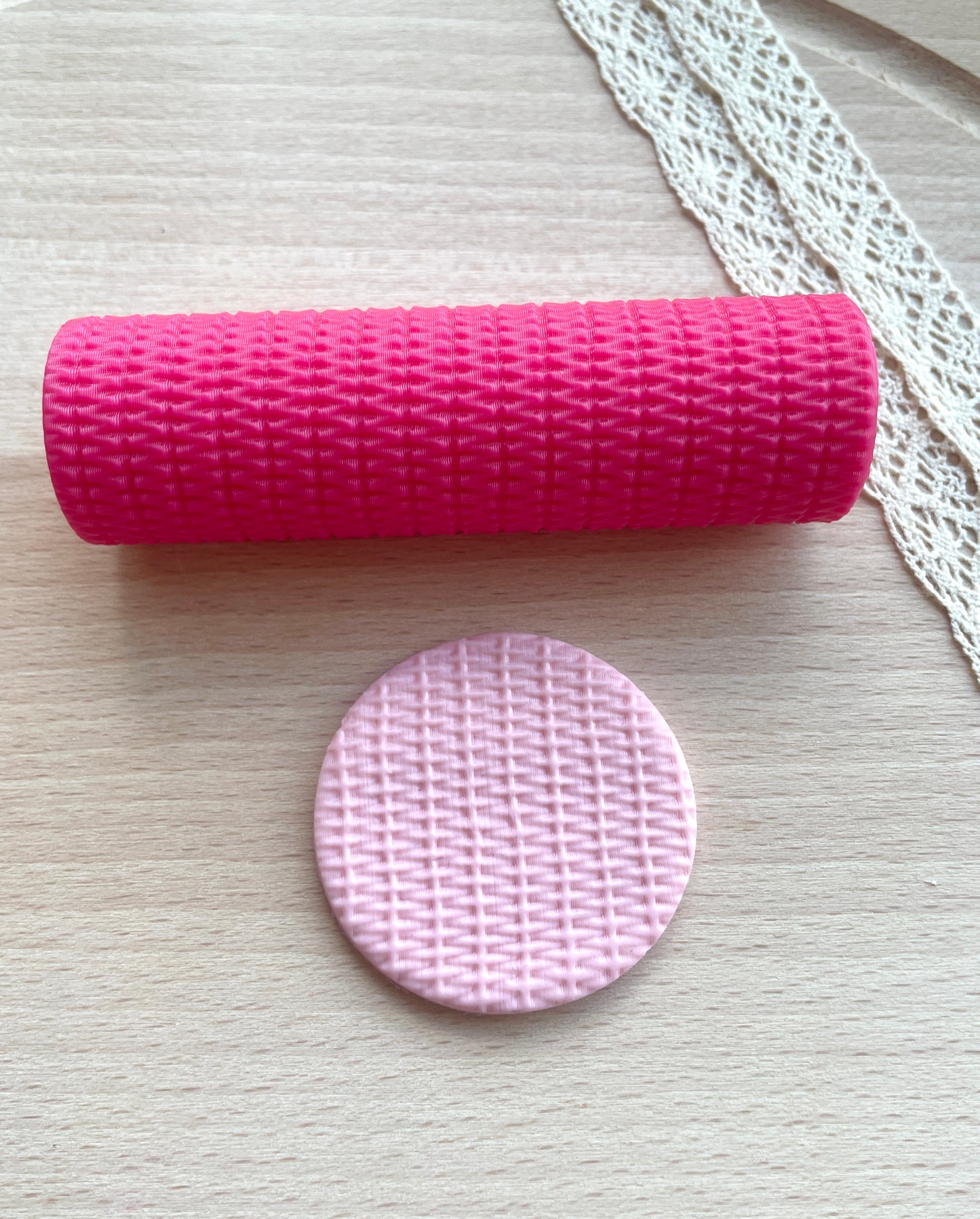 Tiny basket weave texture roller, Pattern roller for polymer clay