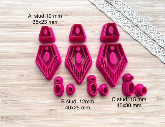 Bezel clay cutter, Faux stone clay cutter set, Country western style clay cutter