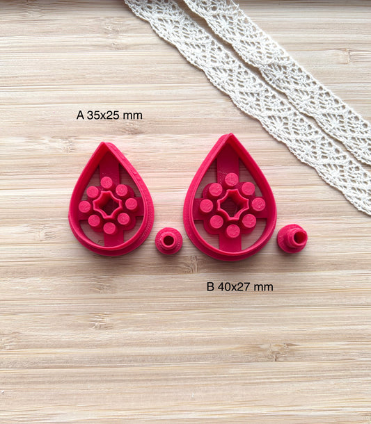 Bezel earring clay cutter, Faux stone clay cutter set, Country western style clay cutter