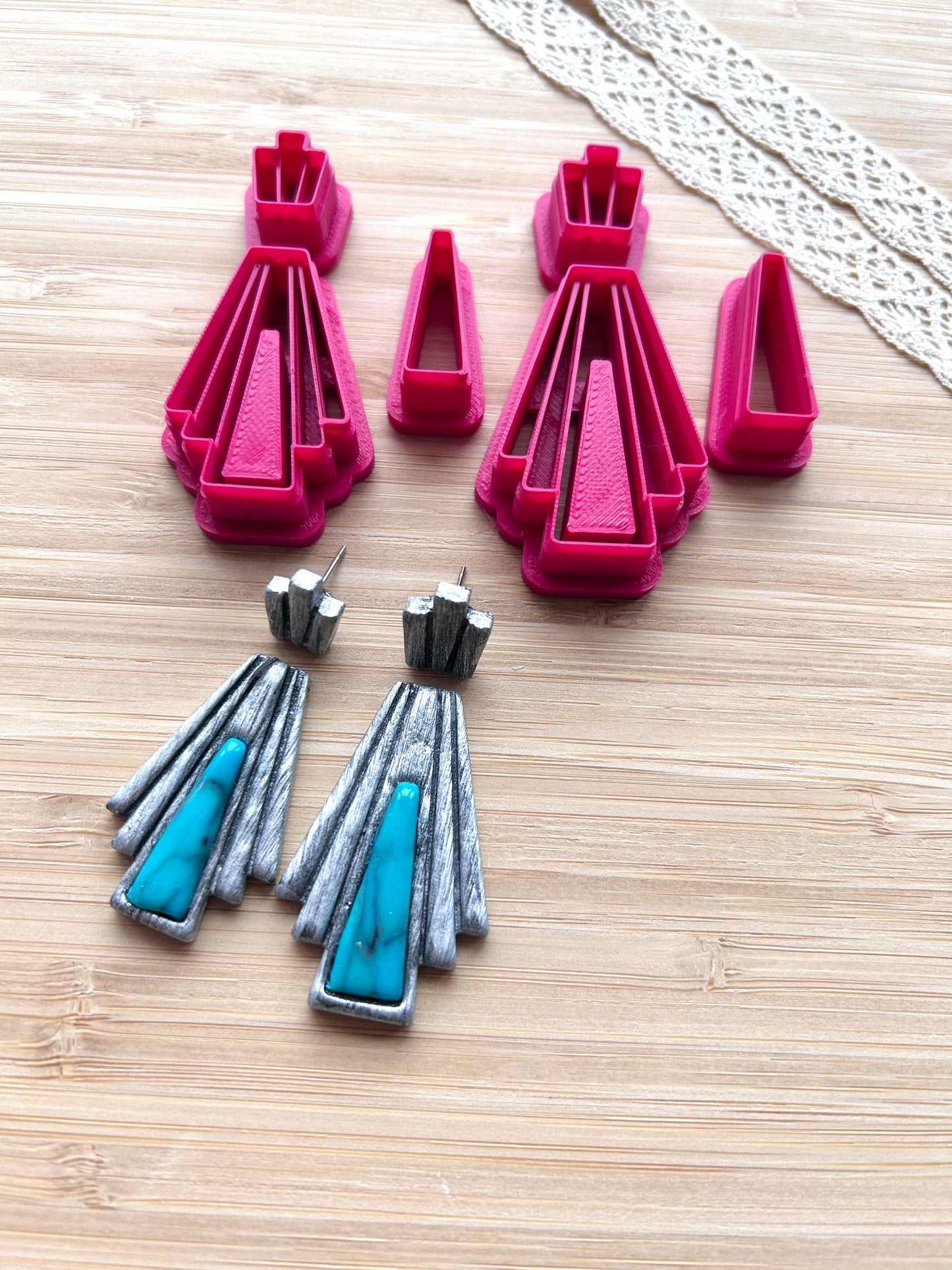 Bezel earring clay cutter, Faux stone clay cutter set