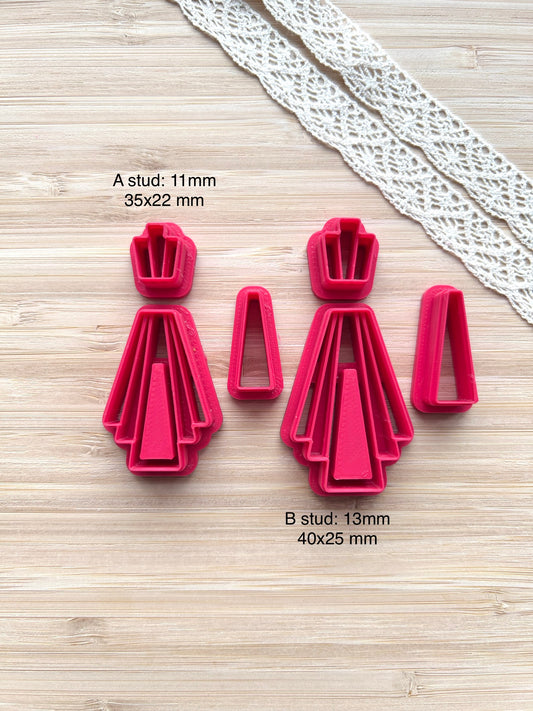 Bezel earring clay cutter, Faux stone clay cutter set