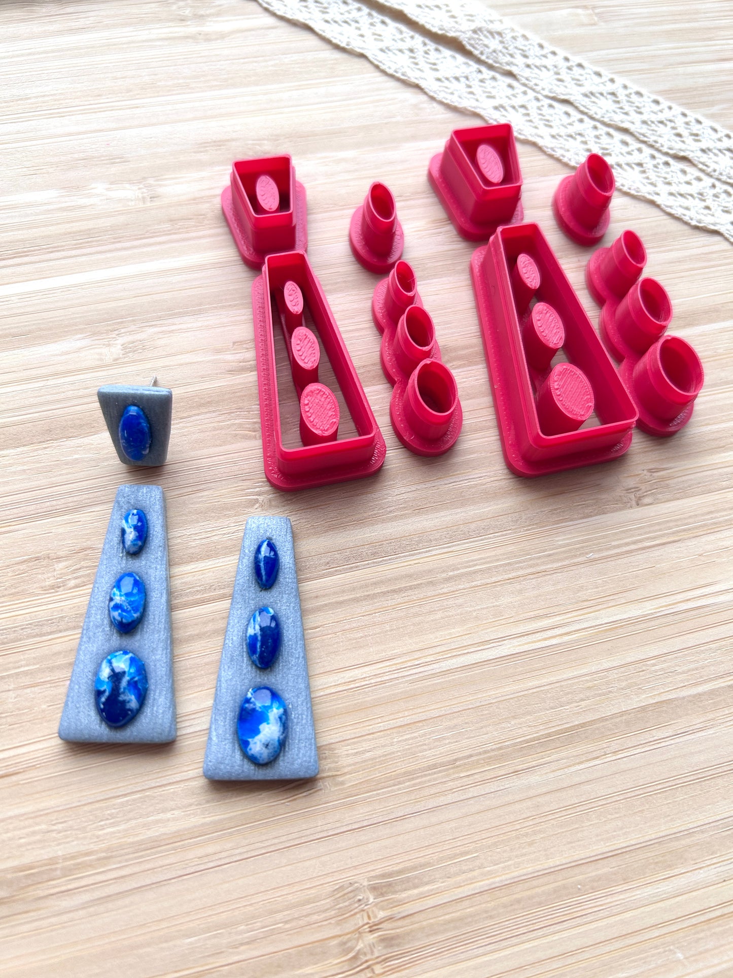 Bezel earring clay cutter, Faux stone clay cutter set