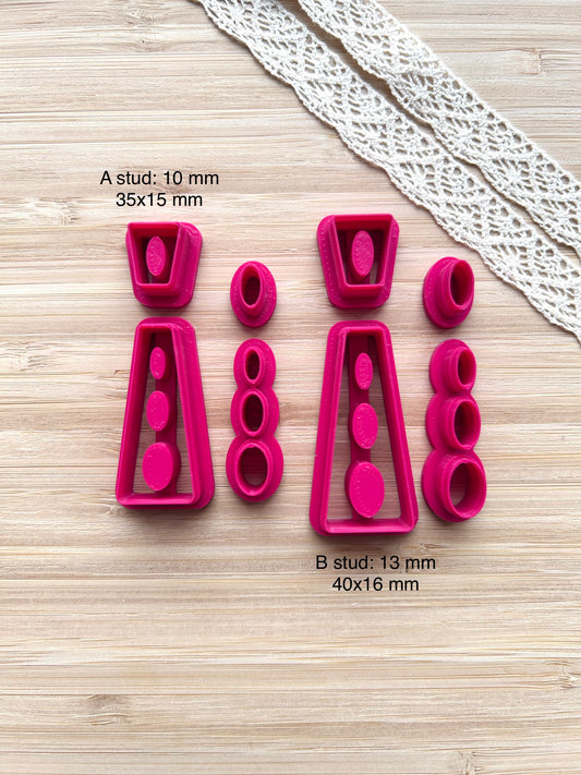 Bezel earring clay cutter, Faux stone clay cutter set