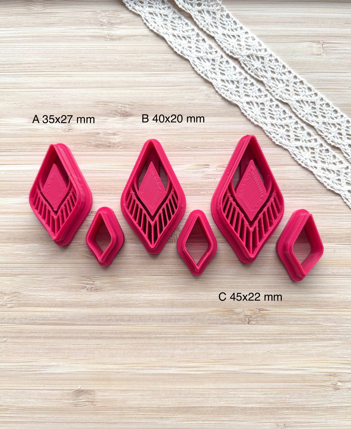 Bezel clay cutter, Macrame style clay cutter set, Country western style clay cutter