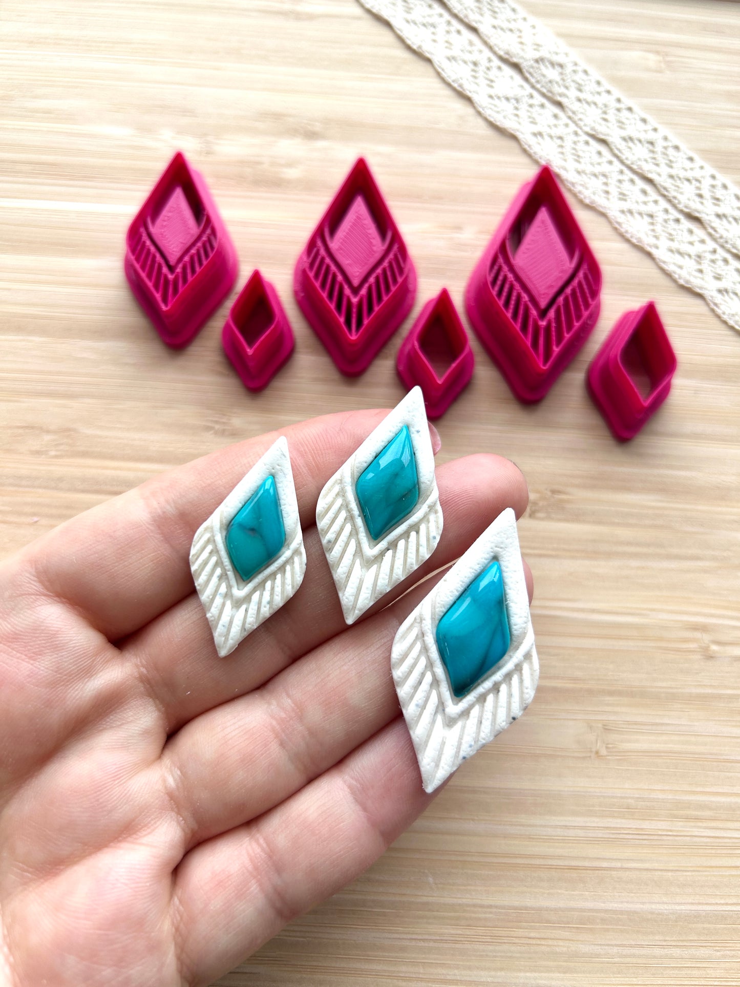 Bezel clay cutter, Macrame style clay cutter set, Country western style clay cutter