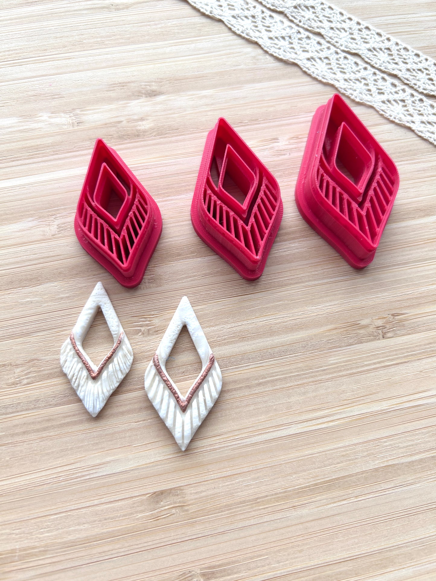 Macrame style clay cutter, Polymer clay cutter set, Country western style clay cutter