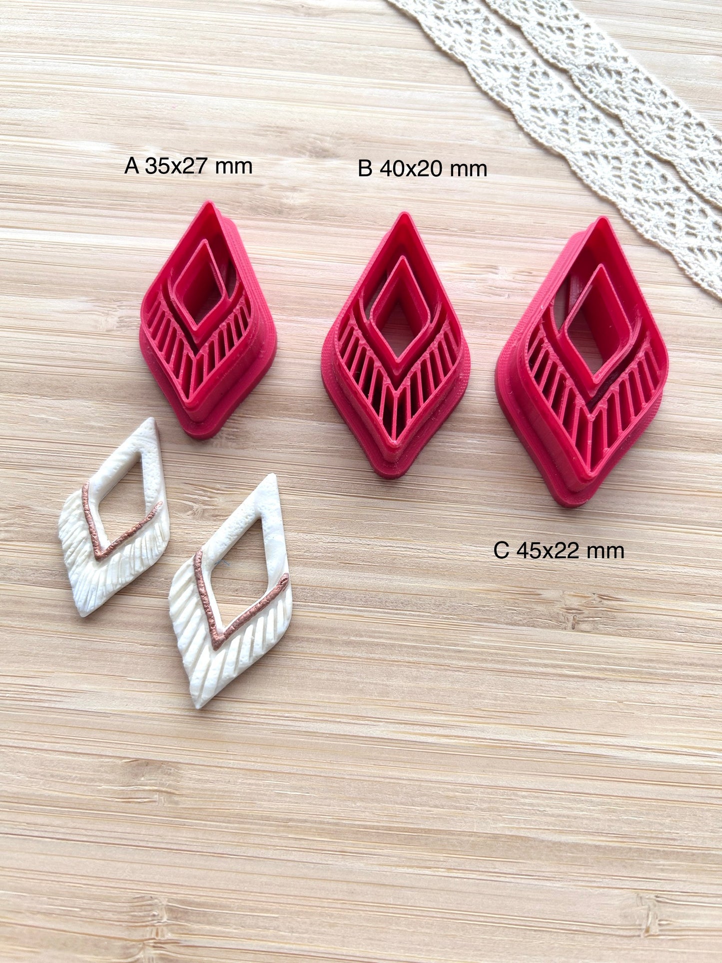 Macrame style clay cutter, Polymer clay cutter set, Country western style clay cutter