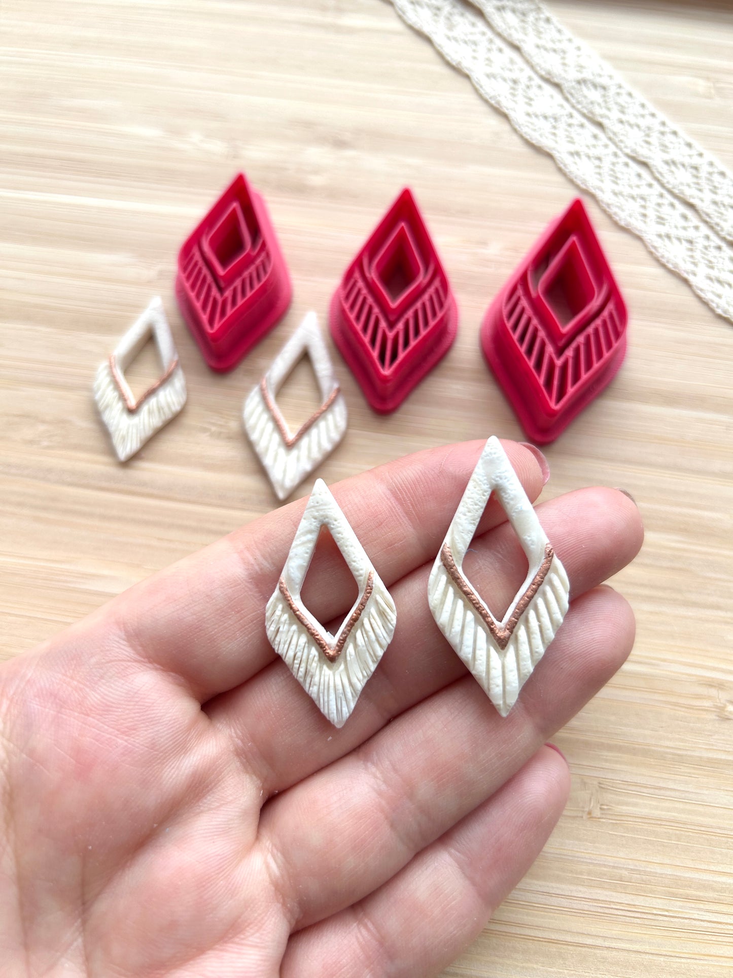 Macrame style clay cutter, Polymer clay cutter set, Country western style clay cutter