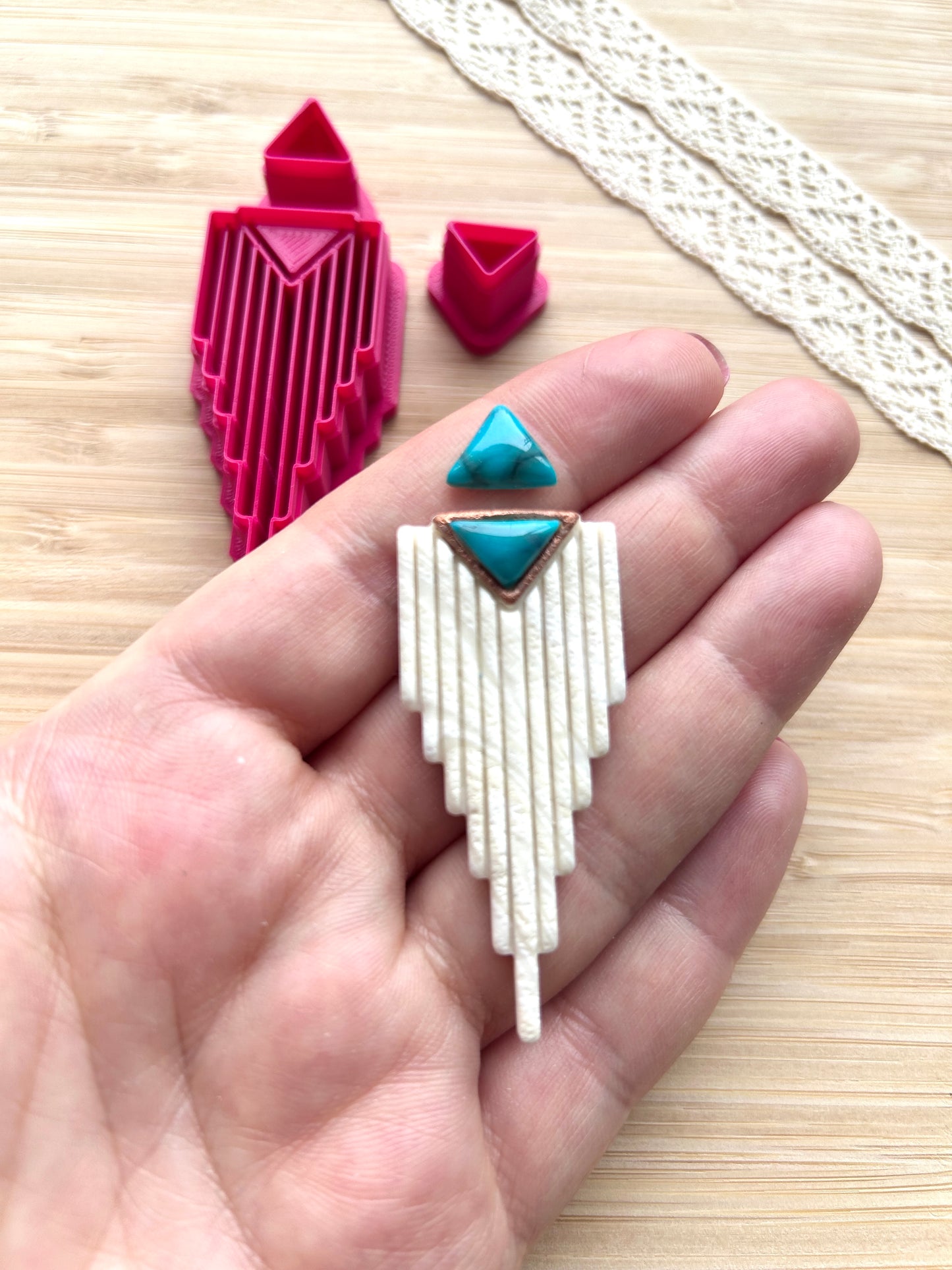 Bezel earring clay cutter, Faux stone clay cutter set