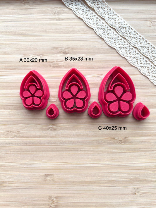 Flower bezel clay cutter, Faux stone clay cutter set, Country western style clay cutter