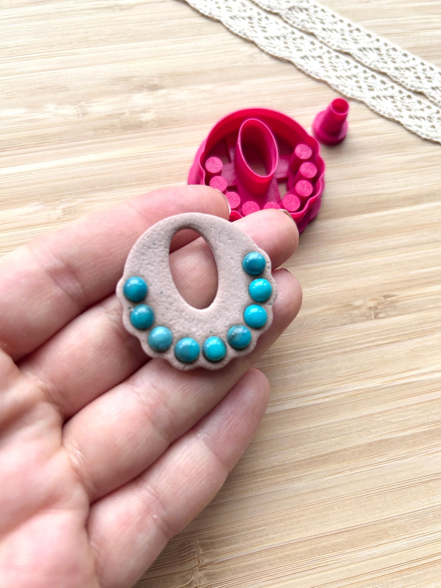 Bezel earring clay cutter, Faux stone clay cutter set