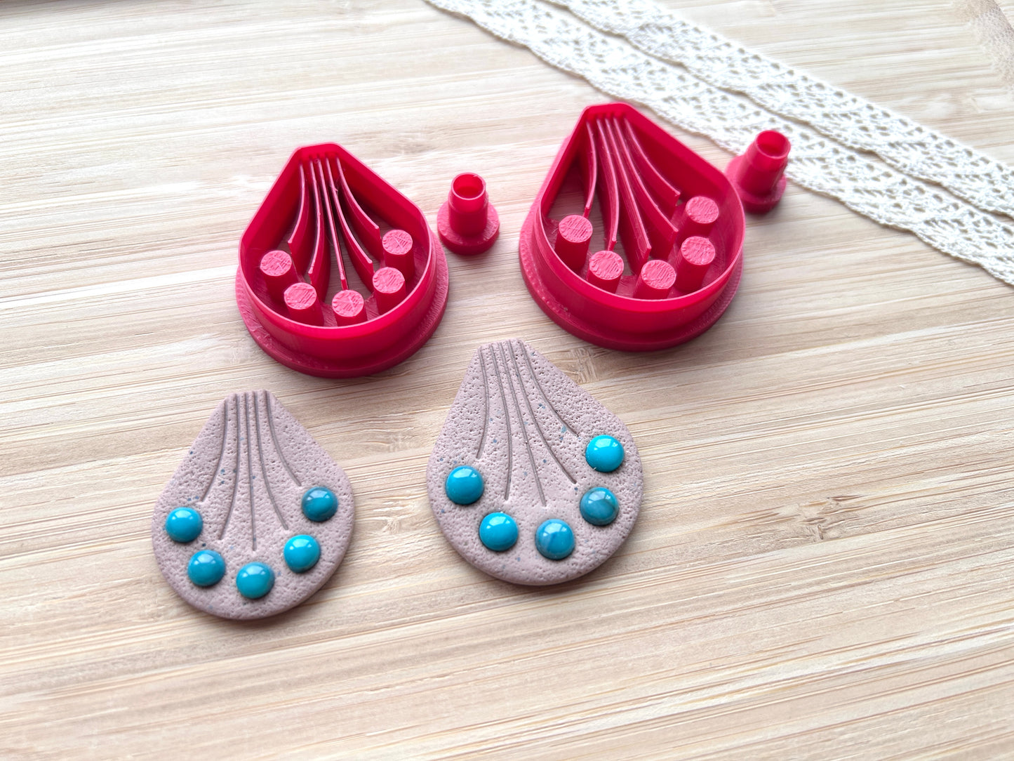 Bezel earring clay cutter, Faux stone clay cutter set