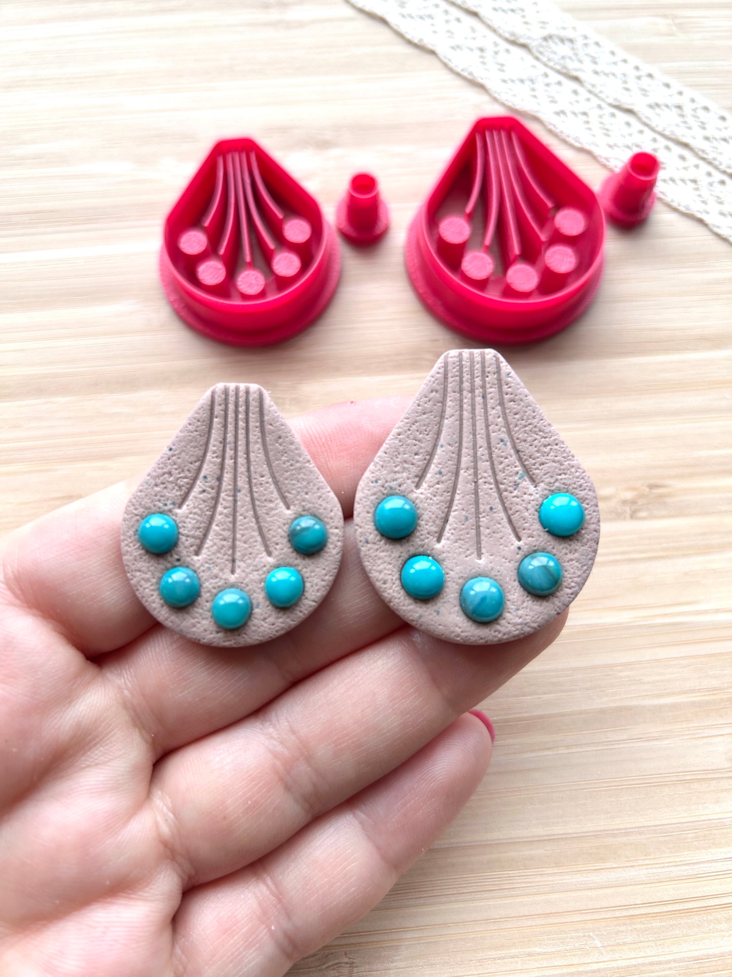 Bezel earring clay cutter, Faux stone clay cutter set