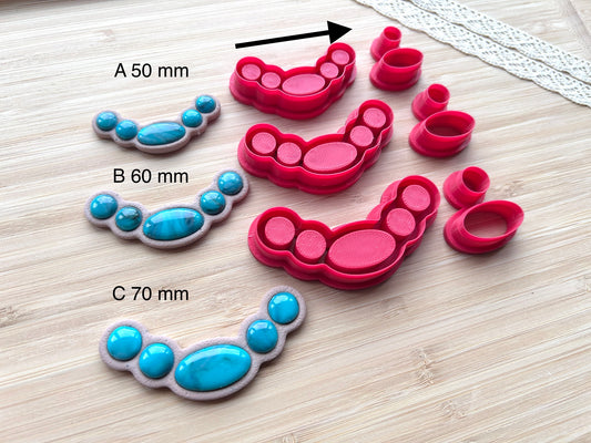 Bezel necklace clay cutter, Faux stone clay cutter set, Country western style necklace clay cutter