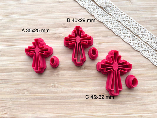 Cross bezel clay cutter, Faux stone clay cutter set, Country western style clay cutter