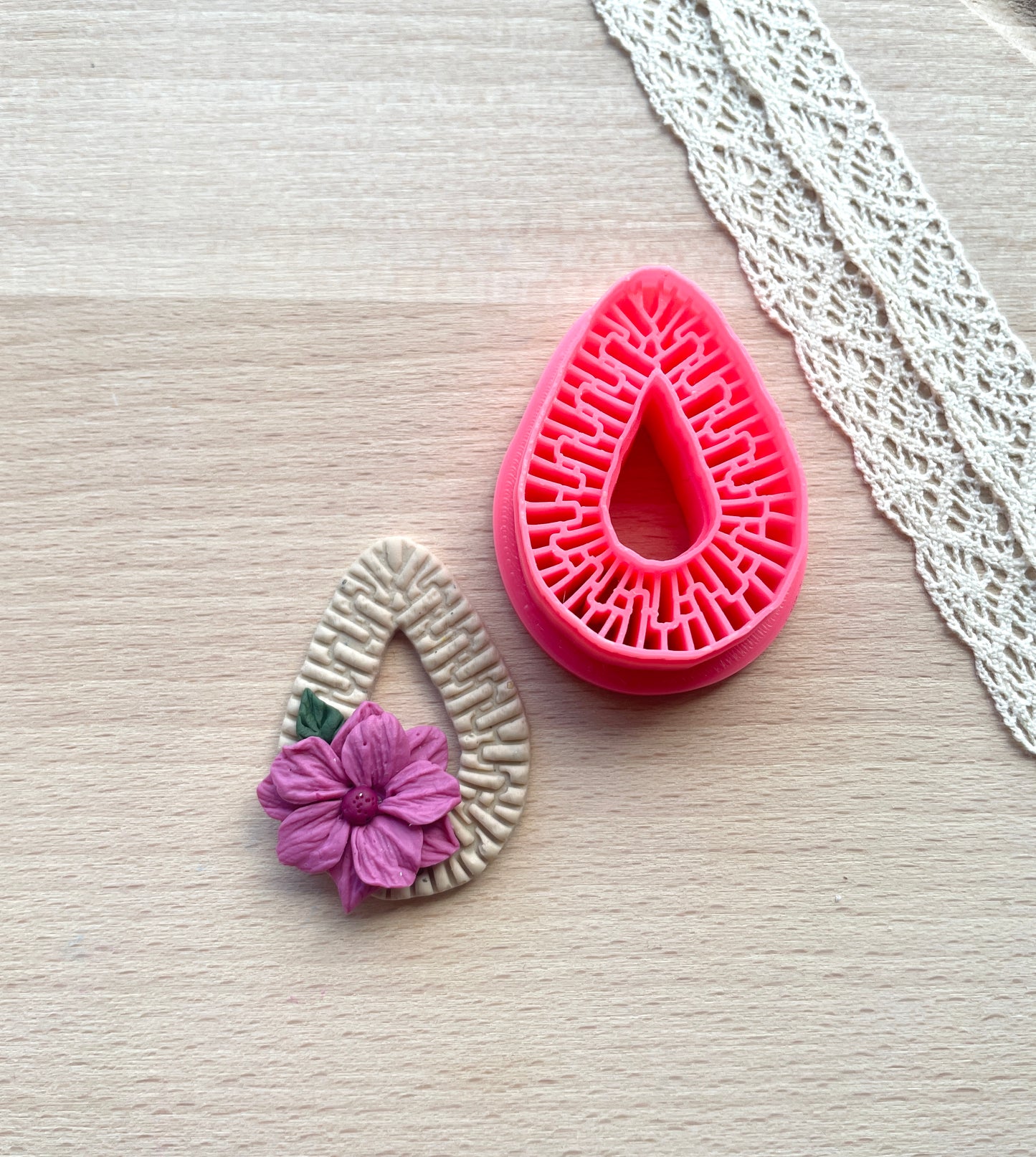 Rattan drop clay cutter, Tear shaped polymer clay cutter