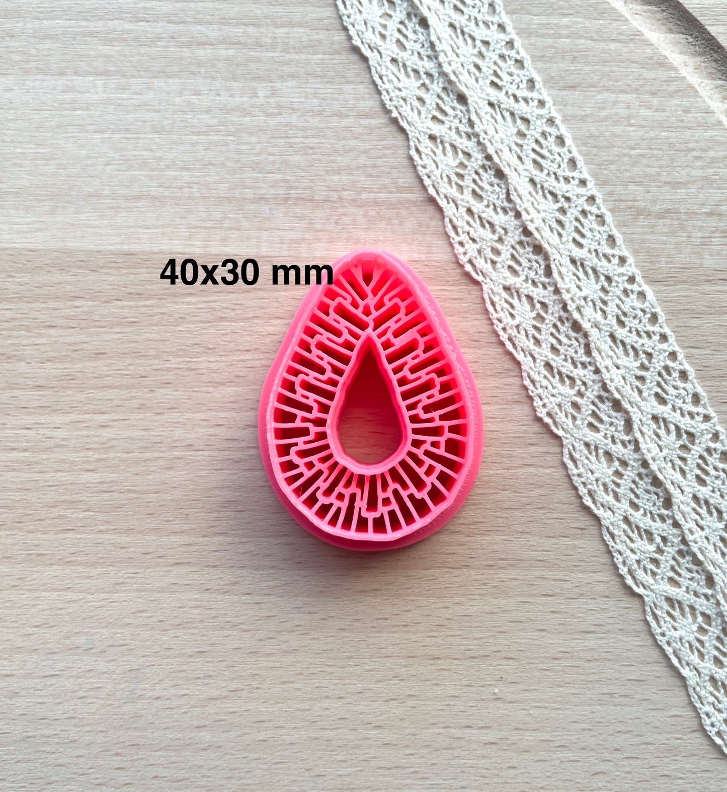 Rattan drop clay cutter, Tear shaped polymer clay cutter
