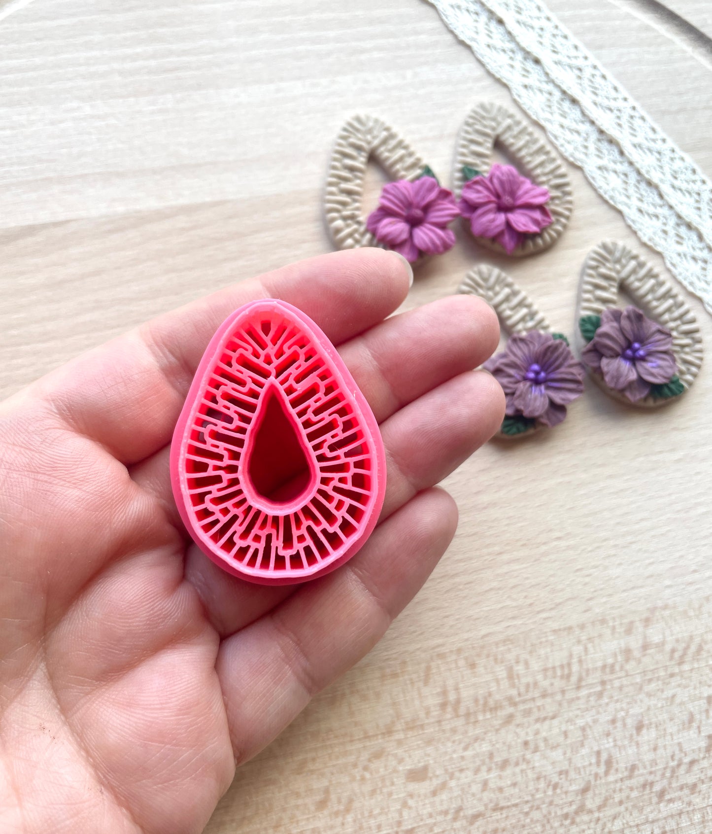 Rattan drop clay cutter, Tear shaped polymer clay cutter