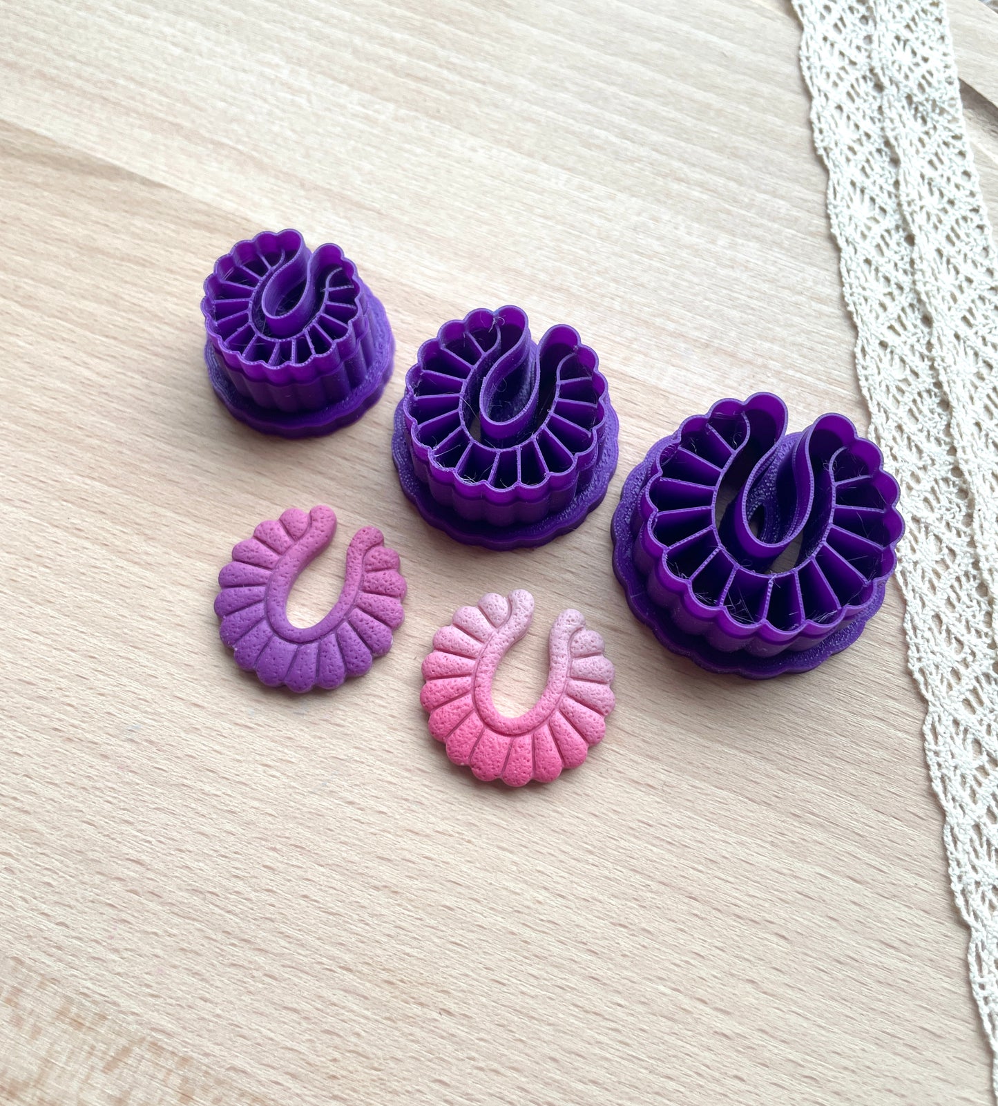 Scallop clay cutter, Polymer clay earring cutter