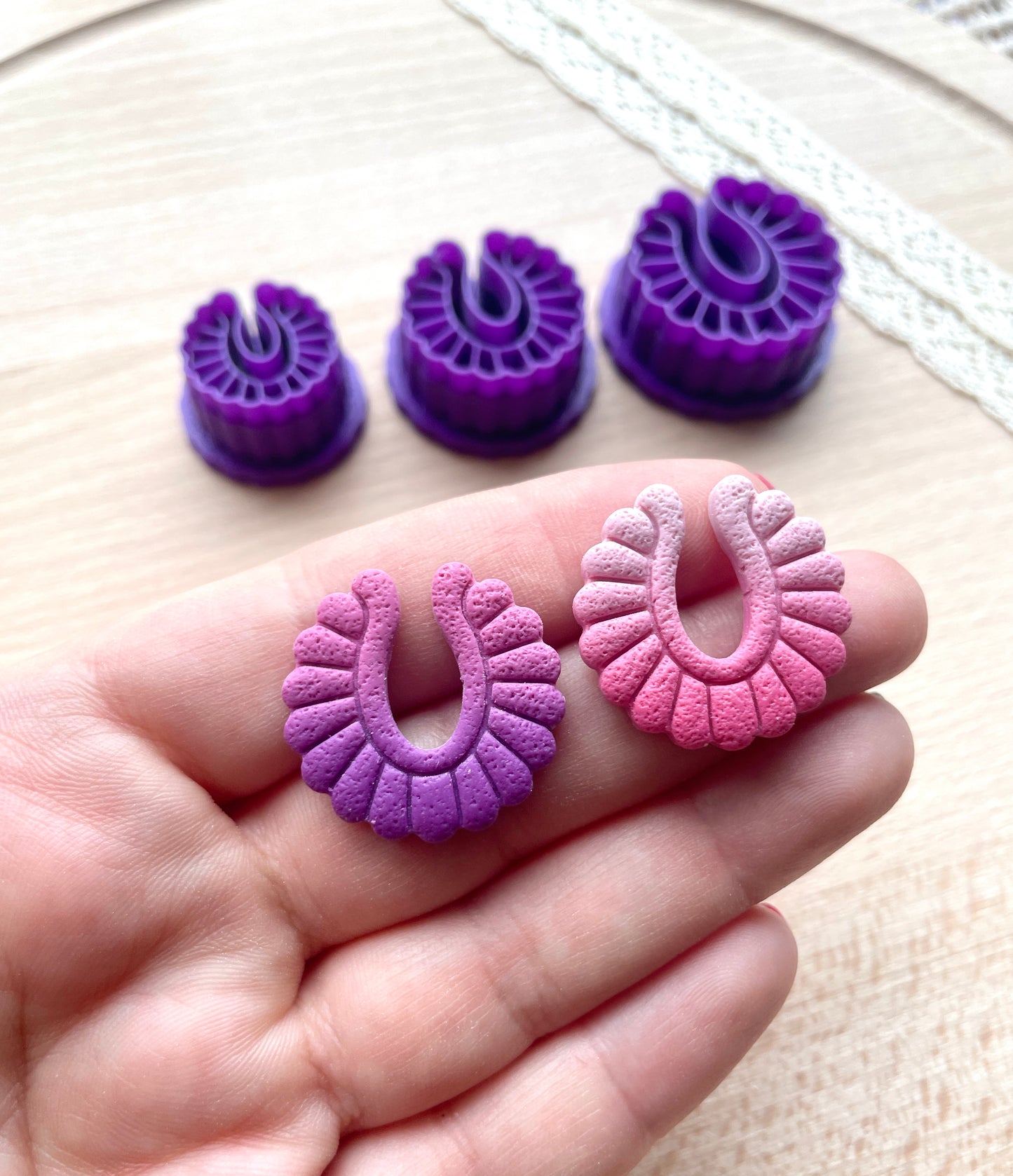 Scallop clay cutter, Polymer clay earring cutter