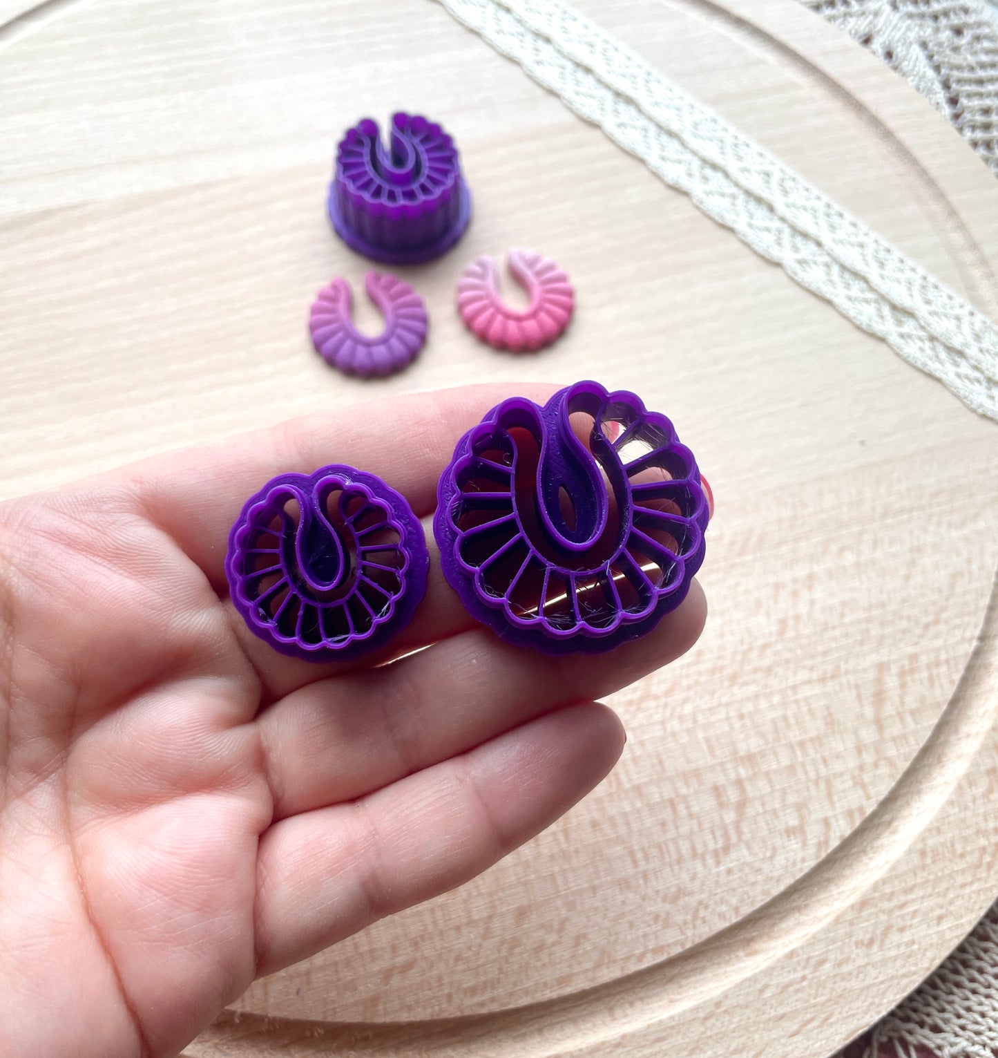 Scallop clay cutter, Polymer clay earring cutter