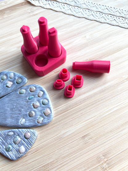 Bezel stamps and bezel clay cutter, Faux stone clay  stamp and cutter set with the case