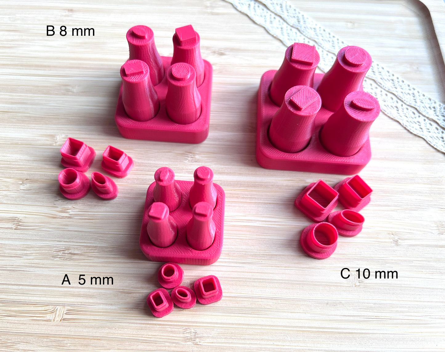 Bezel stamps and bezel clay cutter, Faux stone clay  stamp and cutter set with the case
